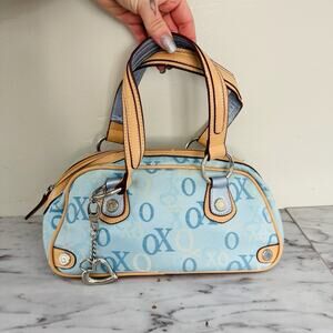 Xoxo Brown And Blue Leather Fabric Y2K Handbag